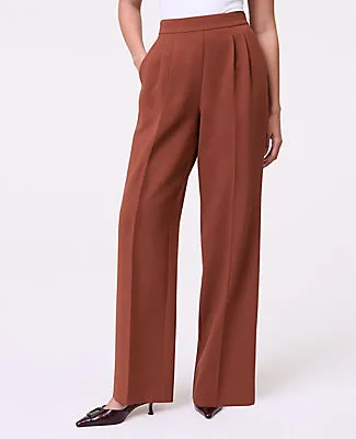 Ann Taylor The Petite Side Zip Wide-Leg Pant in Textured Crepe sold by Ann Taylor product image thumbnail 2