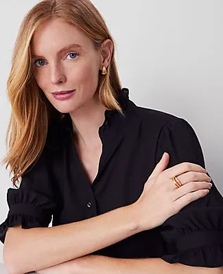 Ann Taylor Petite Ruffle Collar Shirt sold by Ann Taylor product image thumbnail 3