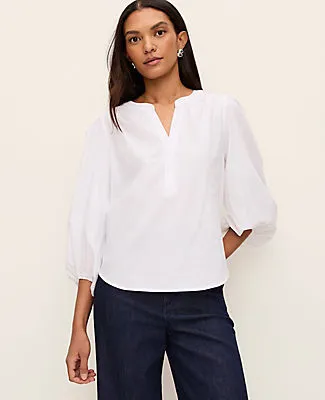 Ann Taylor Gathered V-Neck Blouse sold by Ann Taylor