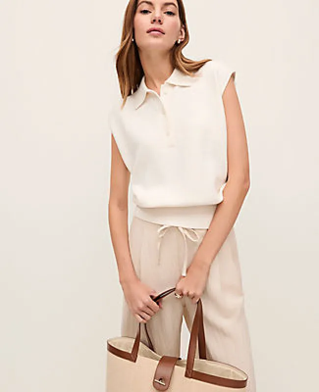 Ann Taylor Weekend Collection Collared Sweater Vest made by Ann Taylor