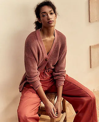 Ann Taylor Haven Well Within Garment-Dyed Organic Cotton Shaker Stitch Cardigan sold by Ann Taylor product image thumbnail 3