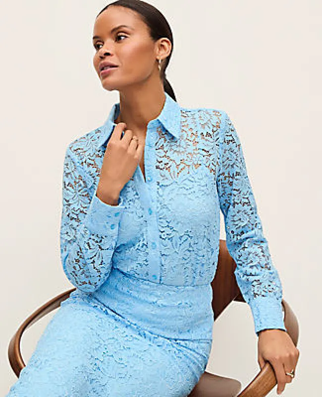 Ann Taylor Petite Lace Shirt made by Ann Taylor