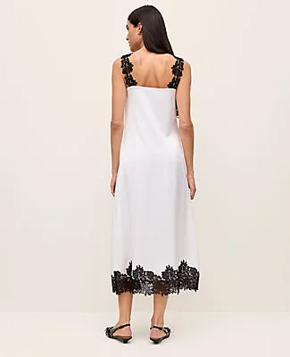 Ann Taylor Lace Trim Satin Slip Midi Dress sold by Ann Taylor product image thumbnail 2