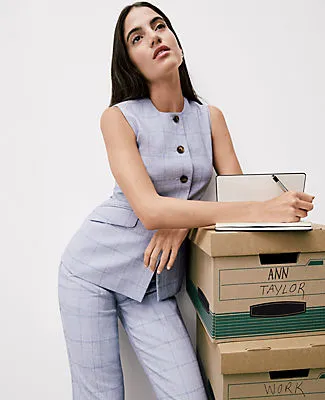 Ann Taylor The Petite Long Crew Neck Vest in Plaid sold by Ann Taylor product image thumbnail 4