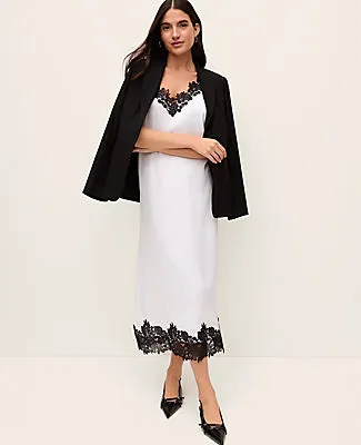 Ann Taylor Lace Trim Satin Slip Midi Dress sold by Ann Taylor
