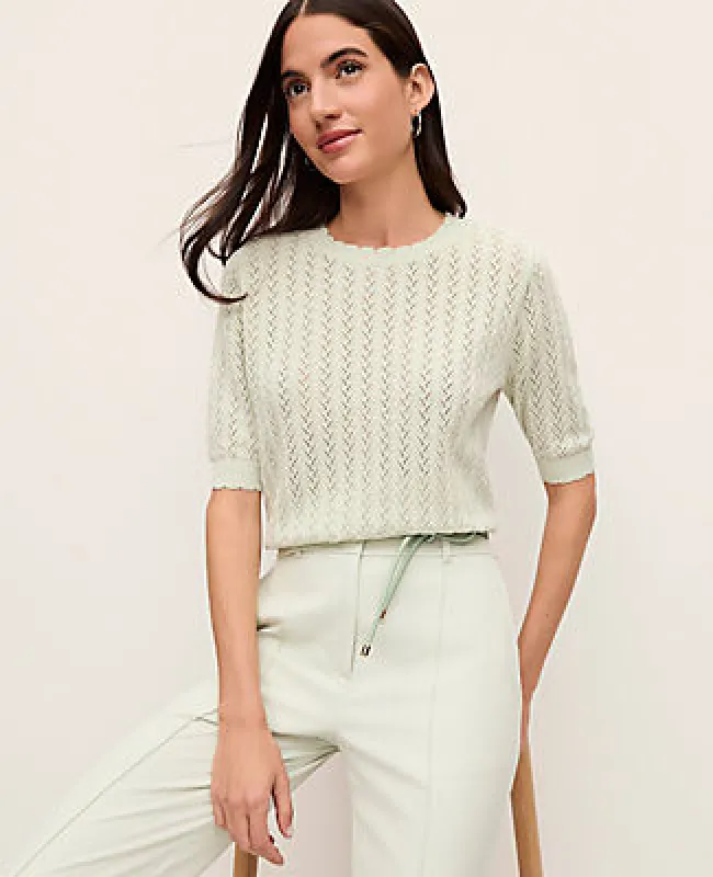Ann Taylor Pointelle Sweater Tee sold by Ann Taylor