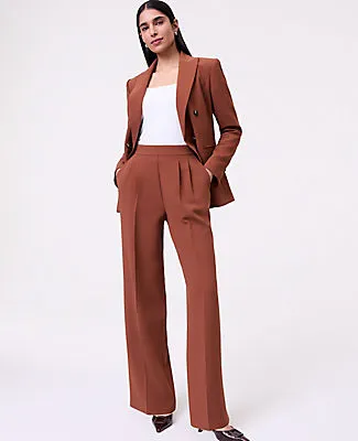 Ann Taylor The Petite Side Zip Wide-Leg Pant in Textured Crepe sold by Ann Taylor