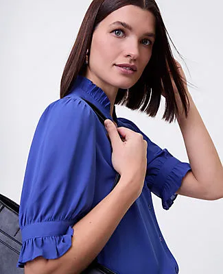 Ann Taylor Petite Ruffle Collar Shirt sold by Ann Taylor product image thumbnail 3