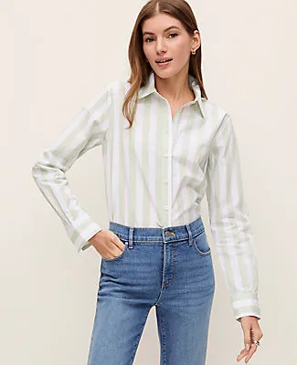 Ann Taylor Weekend Collection Striped Relaxed Perfect Shirt sold by Ann Taylor product image thumbnail 3
