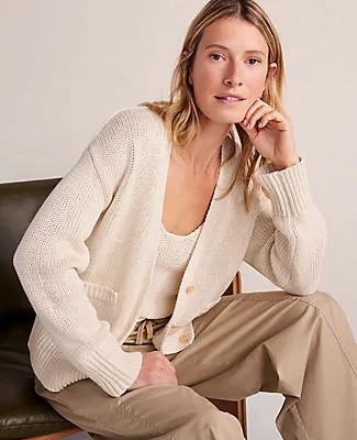 Ann Taylor Haven Well Within Cotton Linen Plaited V-Neck Cardigan sold by Ann Taylor product image thumbnail 2
