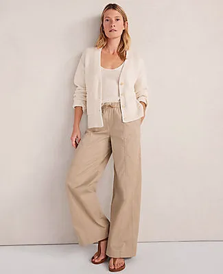 Ann Taylor Haven Well Within Cotton Linen Plaited V-Neck Cardigan sold by Ann Taylor product image thumbnail 4