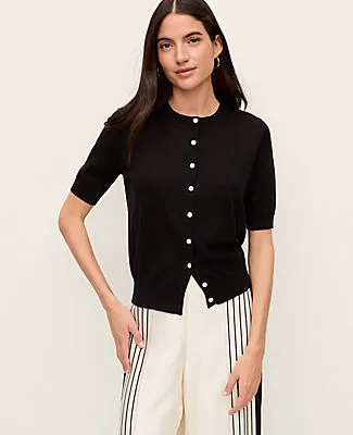 Ann Taylor Short Sleeve Linen Ann Cardigan sold by Ann Taylor