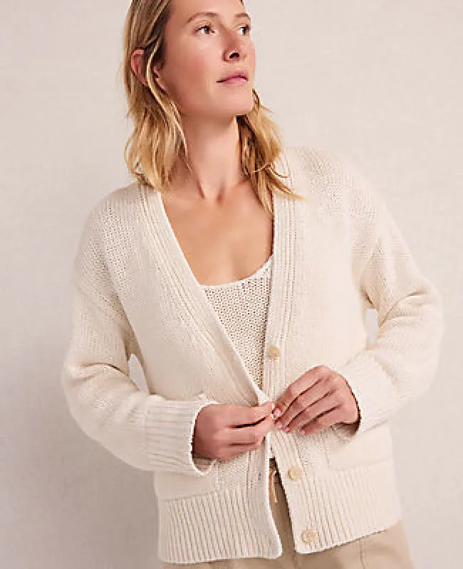 Ann Taylor Haven Well Within Cotton Linen Plaited V-Neck Cardigan made by Ann Taylor