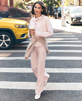 Ann Taylor Petite Weekend Collection Wide-Leg Pant in Cloud Plush sold by Ann Taylor product image thumbnail 4