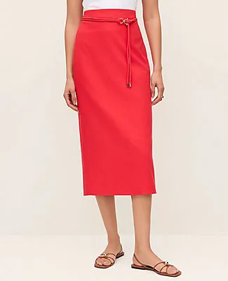 Ann Taylor Belted Midi Pencil Skirt in Linen Blend sold by Ann Taylor product image thumbnail 2