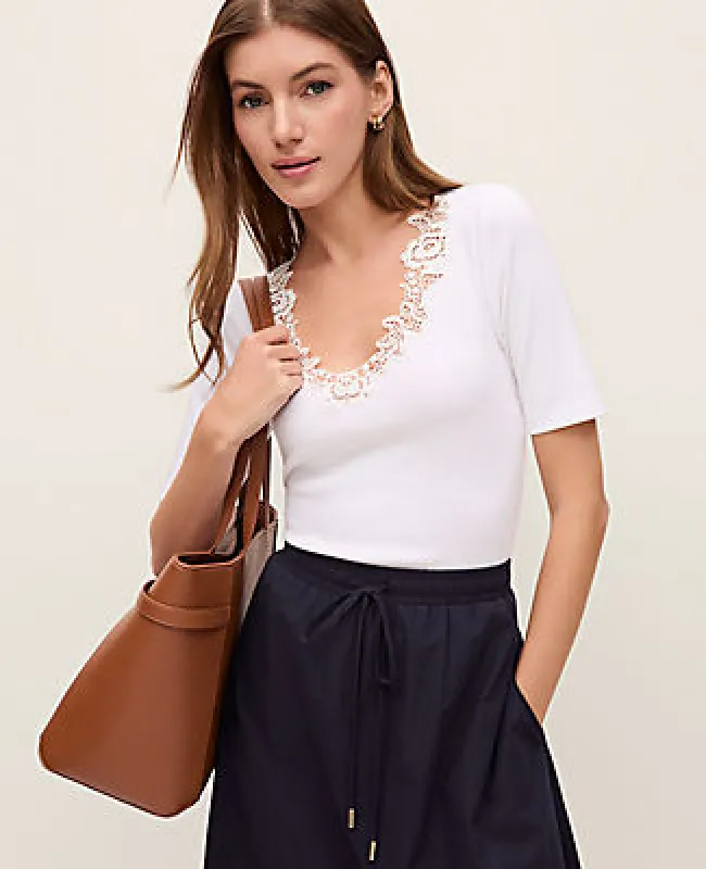 Ann Taylor Weekend Collection Lace Trim Tee sold by Ann Taylor