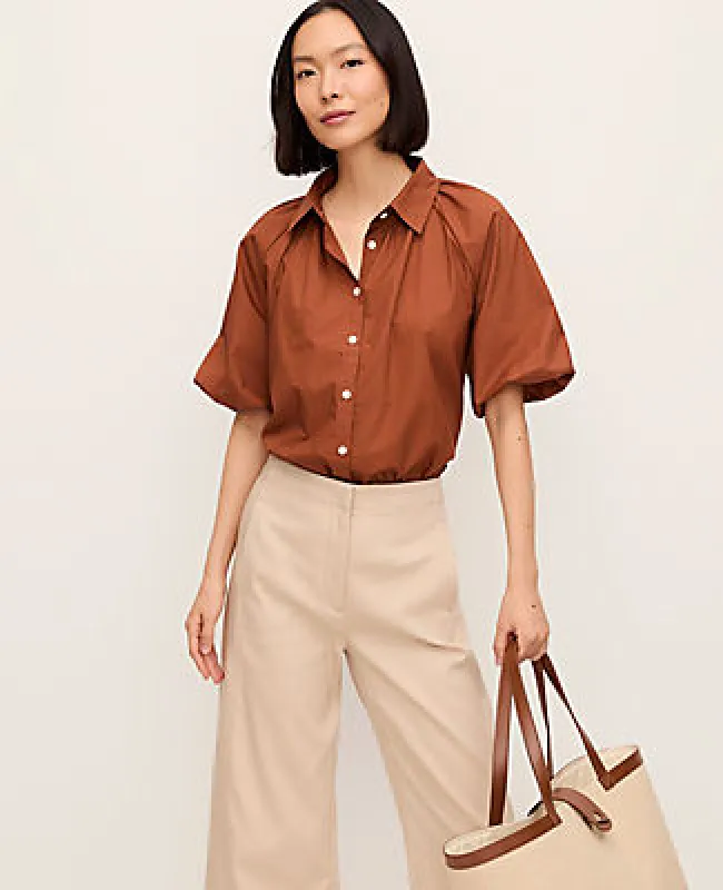 Ann Taylor Blouson Sleeve Button Down Shirt made by Ann Taylor
