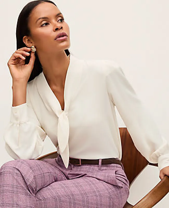 Ann Taylor Petite Bow Blouse made by Ann Taylor