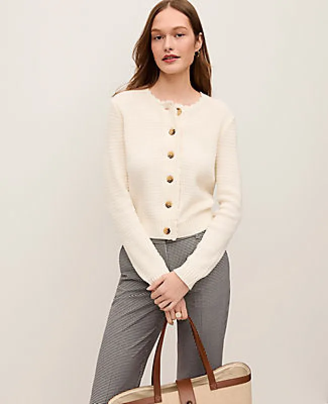 Ann Taylor Petite Scalloped Trim Cardigan sold by Ann Taylor