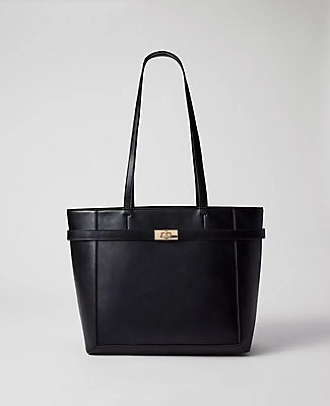 Ann Taylor Belted Leather Tote sold by Ann Taylor