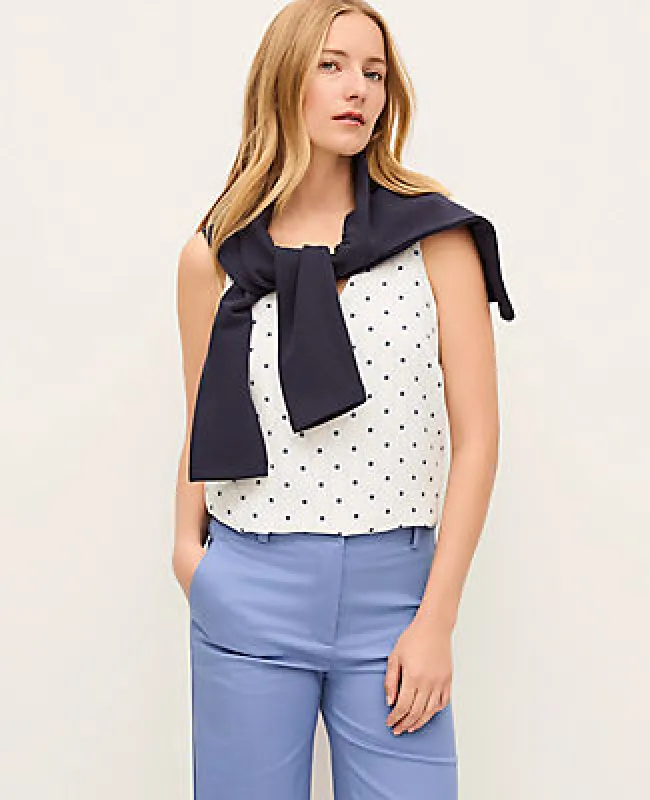 Ann Taylor Petite Mixed Media V-Neck Shell Top made by Ann Taylor