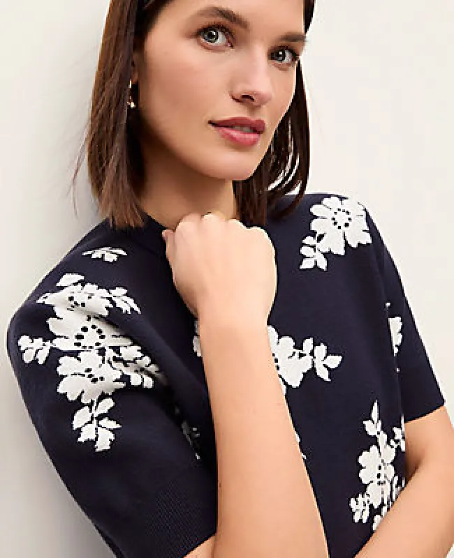 Ann Taylor Petite Floral Jacquard Sweater Tee made by Ann Taylor
