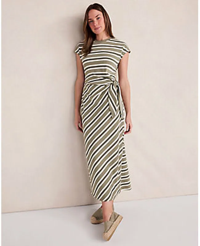 Ann Taylor Haven Well With Organic Cotton Interlock Stripe Midi Knot Dress sold by Ann Taylor