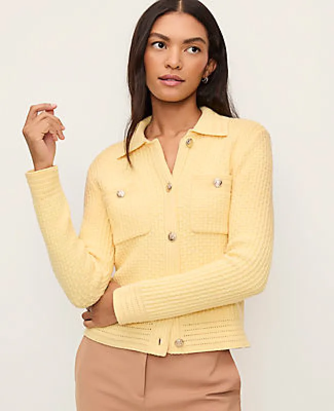 Ann Taylor Textured Stitch Sweater Jacket sold by Ann Taylor