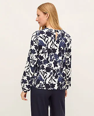 Ann Taylor Floral Pleated Front Mixed Media Blouse sold by Ann Taylor product image thumbnail 2