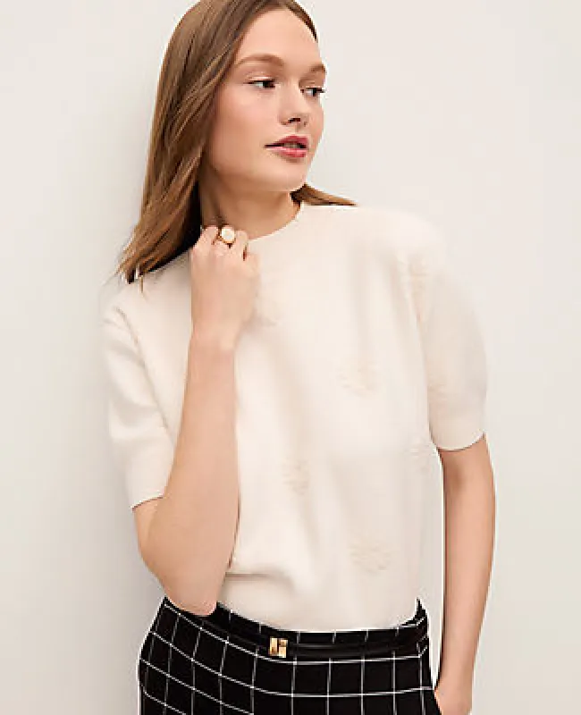 Ann Taylor Petite Daisy Appliqué Sweater Tee made by Ann Taylor