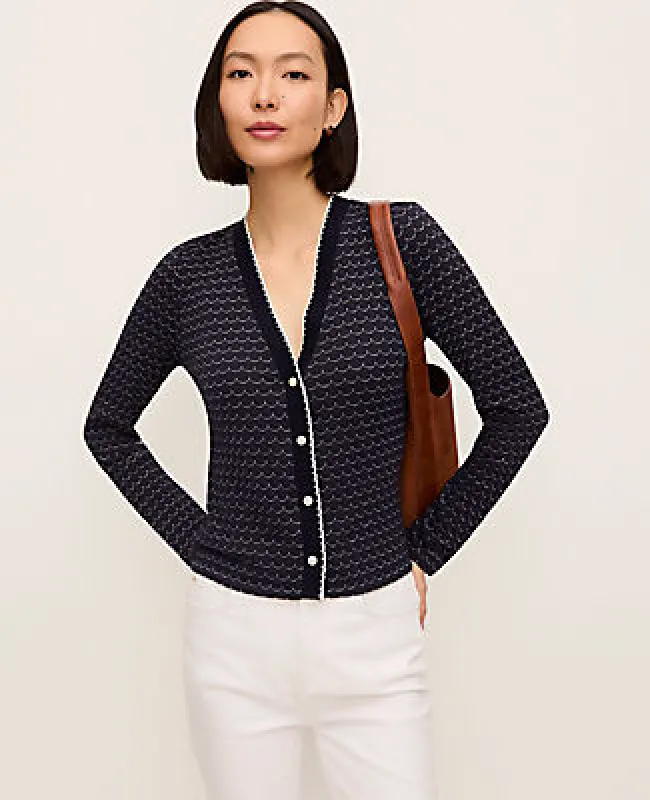 Ann Taylor Petite Scalloped V-Neck Cardigan sold by Ann Taylor