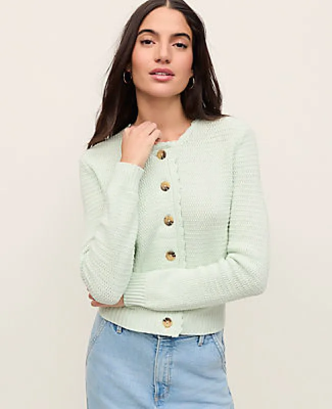 Ann Taylor Scalloped Trim Cardigan sold by Ann Taylor