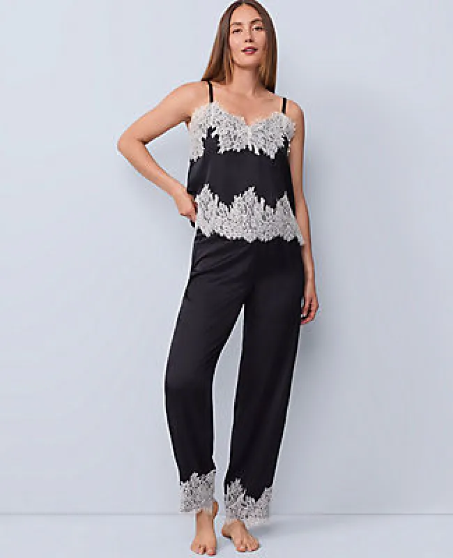 Ann Taylor Lace Trim Satin Pajama Set sold by Ann Taylor