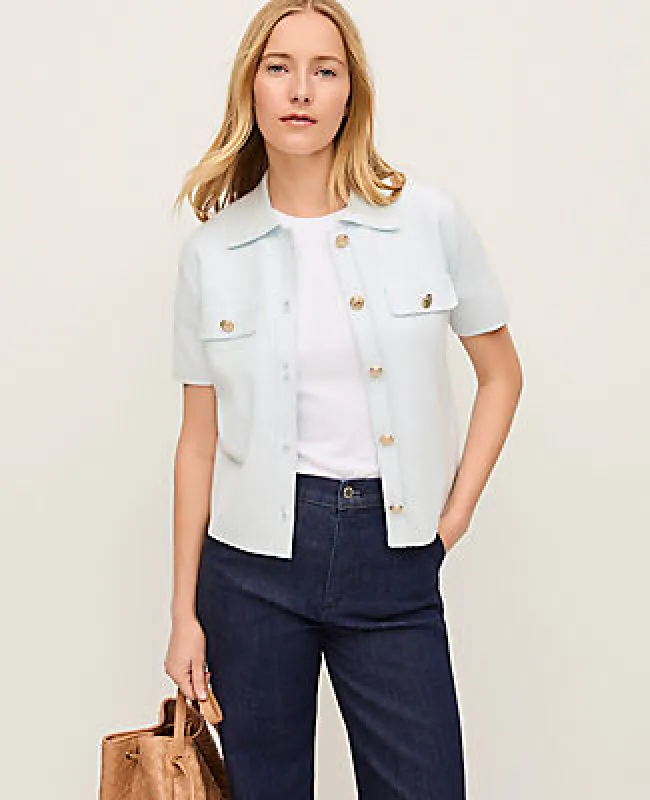 Ann Taylor Collared Short Sleeve Cardigan sold by Ann Taylor