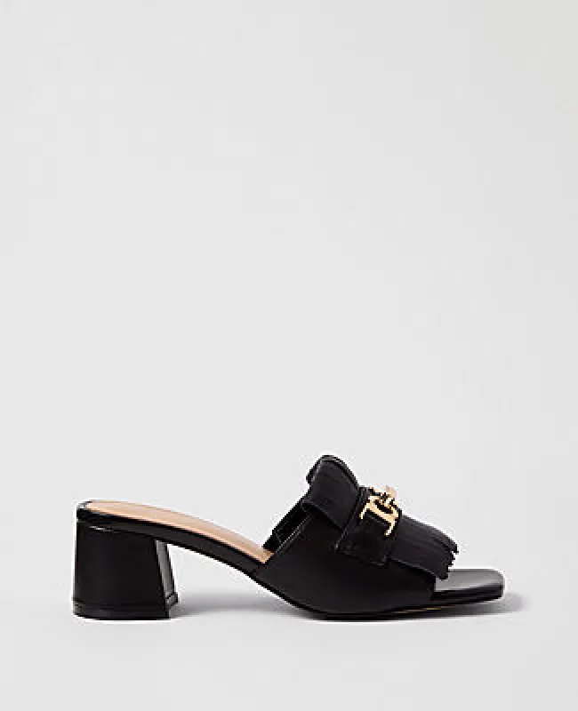 Ann Taylor Leather Kiltie Block Heel Sandal made by Ann Taylor
