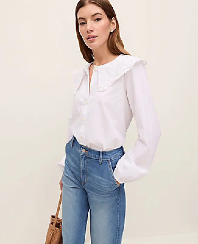 Ann Taylor Weekend Collection Eyelet Collared Blouse sold by Ann Taylor