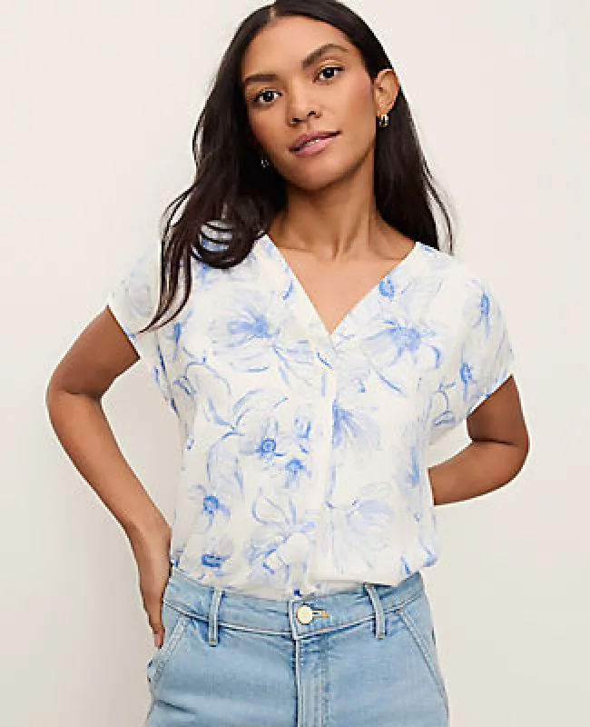 Ann Taylor Petite Floral Mixed Media Top sold by Ann Taylor