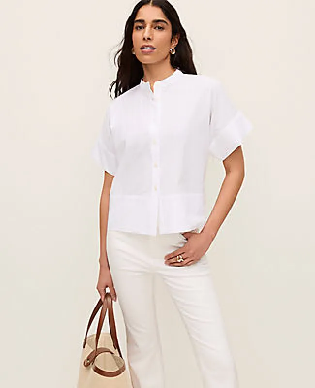 Ann Taylor Petite Stand Collar Poplin Blouse sold by Ann Taylor