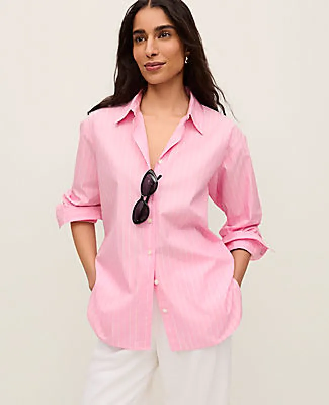 Ann Taylor Petite Striped Oversized Shirt made by Ann Taylor