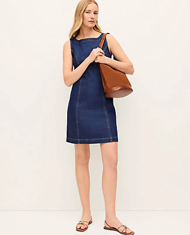 Ann Taylor Petite Denim Boatneck Shift Dress made by Ann Taylor