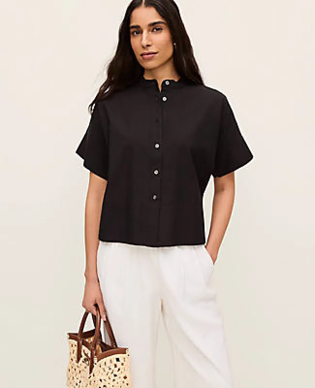 Ann Taylor Petite Stand Collar Poplin Blouse sold by Ann Taylor