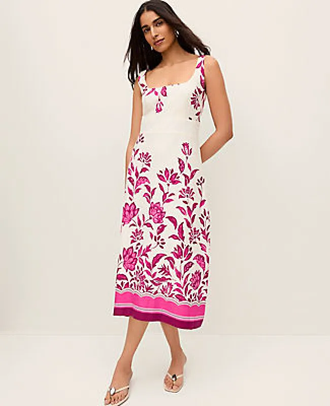 Ann Taylor Petite Floral Linen Blend Midi Dress sold by Ann Taylor