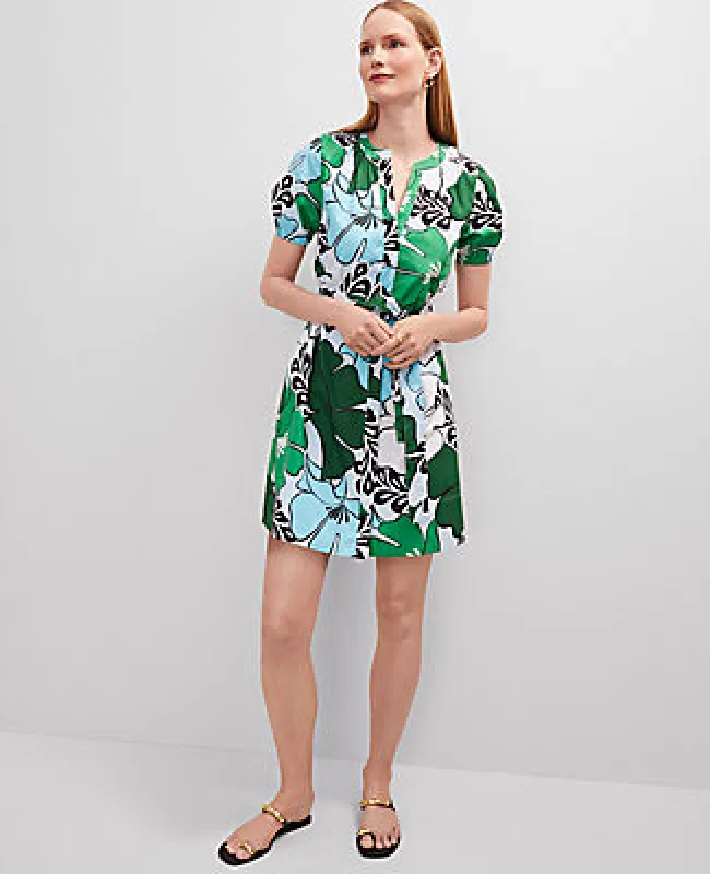Ann Taylor Petite Floral Split Neck Flare Dress sold by Ann Taylor