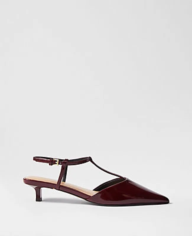 Ann Taylor Patent T-Strap Kitten Heel Pump sold by Ann Taylor