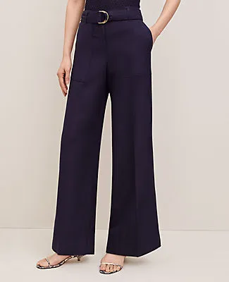 Ann Taylor The Petite Belted Wide-Leg Pant in Linen Blend sold by Ann Taylor product image thumbnail 2
