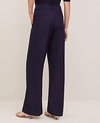 Ann Taylor The Petite Belted Wide-Leg Pant in Linen Blend sold by Ann Taylor product image thumbnail 3