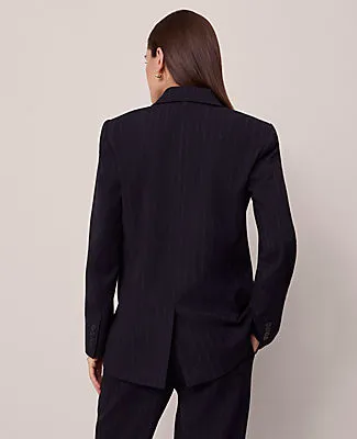 Ann Taylor The Petite Longline Blazer in Pinstripe sold by Ann Taylor product image thumbnail 2