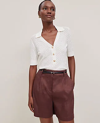 Ann Taylor Petite Pointelle Polo Sweater sold by Ann Taylor