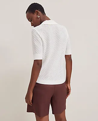 Ann Taylor Petite Pointelle Polo Sweater sold by Ann Taylor product image thumbnail 2