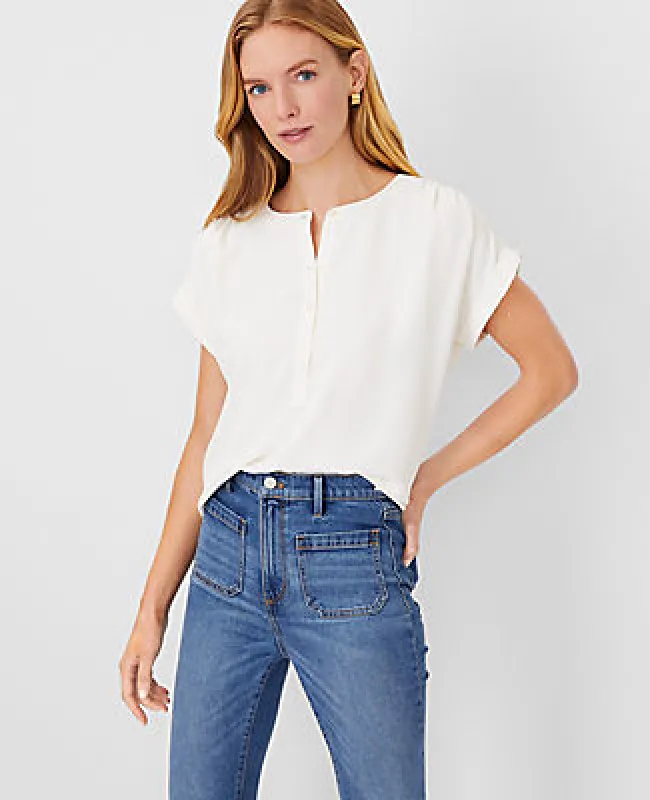 Ann Taylor Petite Drop Shoulder Popover Top sold by Ann Taylor